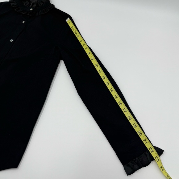 Mille Resort & Travel Women’s Elegant Black Ruffle Collar Button Down Top XS - Picture 10 of 11